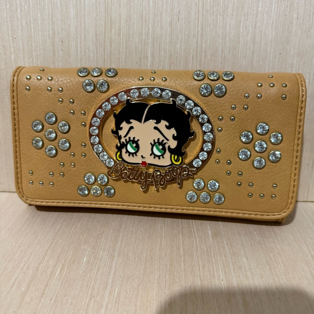 Betty Boop 2015 Rhinstone Studded Brown Wallet Tri-Fold Brand New Never Used!! - Picture 2 of 13